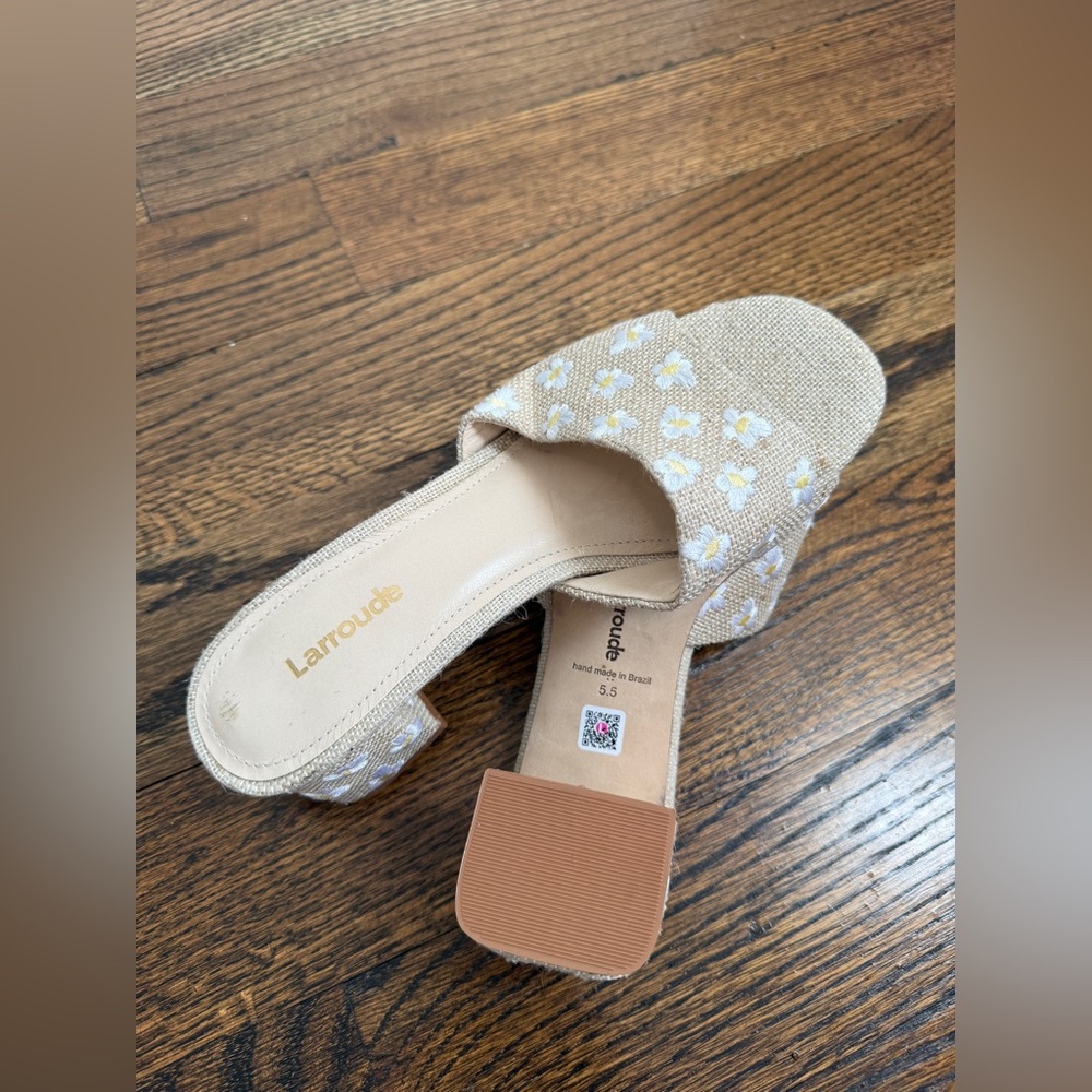 Larroude Women's Brigitte Block Heel Slip On Sandals sz 5.5 - Picture 4 of 5